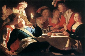  Noche Pintura - El hijo pródigo 1622 Gerard van Honthorst durante la noche a la luz de las velas